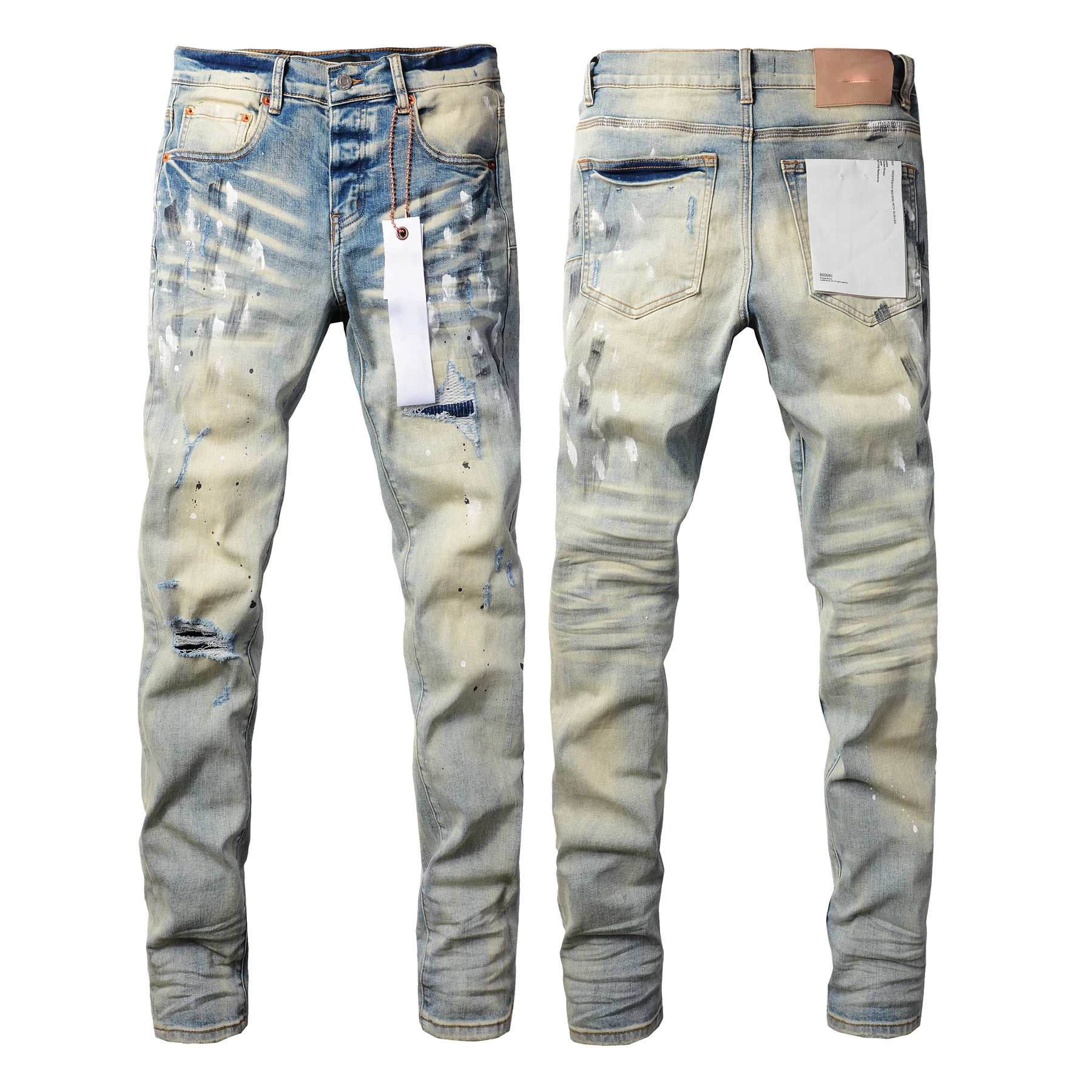 AIPA Dropshipping High Street Style Man Skinny Black Jeans Slim Fit Comfort Jeans Black Ripped Jeans
