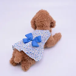 Manufacturer wholesale pink purple blue beautiful floral hand made pet clothes dog dress