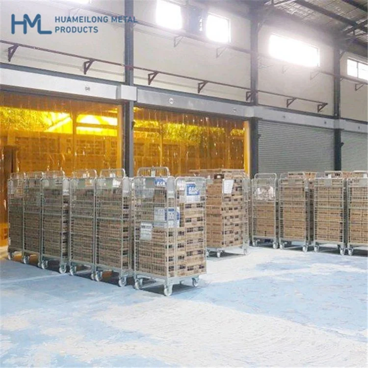 Storage and cargo equipment 2 shelf logistic foldable steel wire pallet nestable roll container