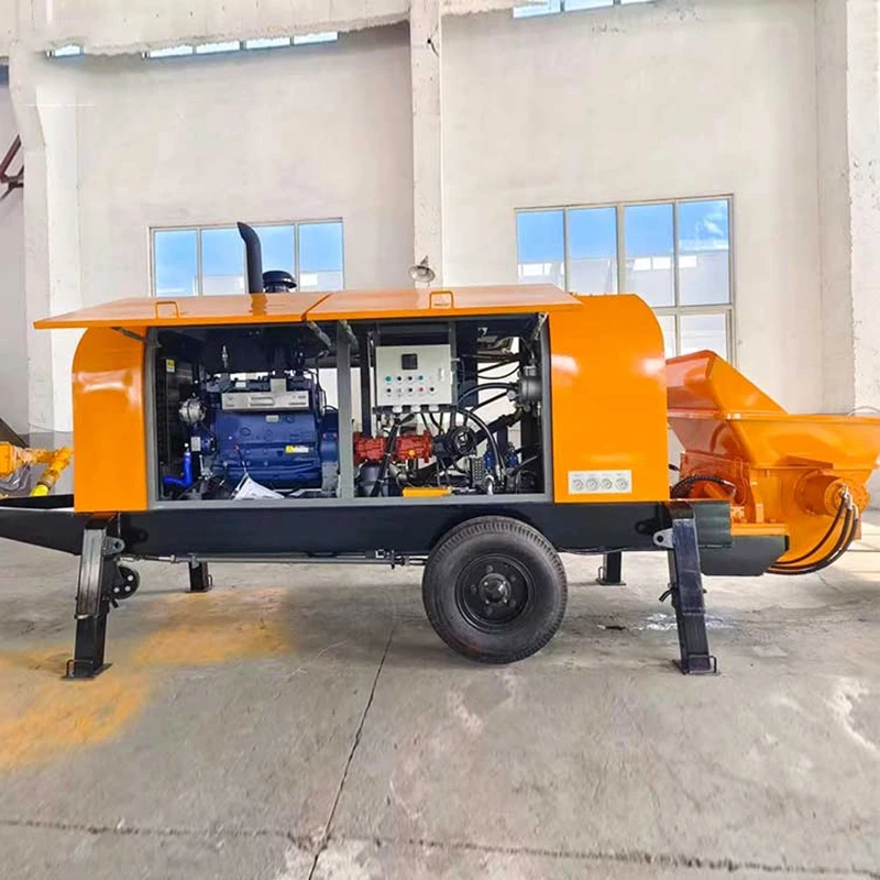 Small Portable Concrete Mixer Truck Cement Construction Machinery Concrete Line Pump Trailer Fine Aggregate Concrete Mixer Pump