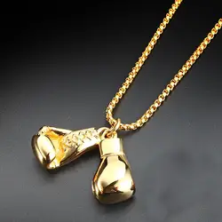 Custom hiphop jewelry boxing gloves pendant necklace