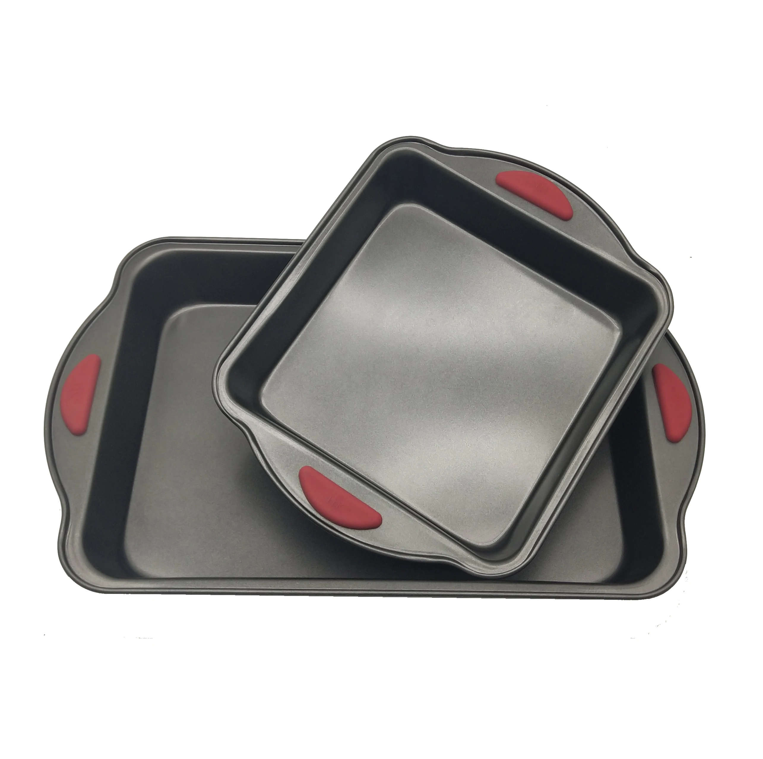 
Amazon hot selling Nonstick Carbon Steel Bakeware Sets With Red Silicone Handles Nonstick Baking Tray 