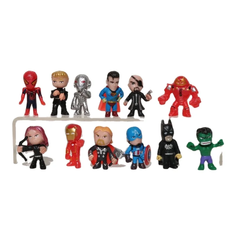 12Pcs Set 4cm Super Heroes Ironman Spiderman Action Figures Cake Toppers PVC Mini Figurines Toys