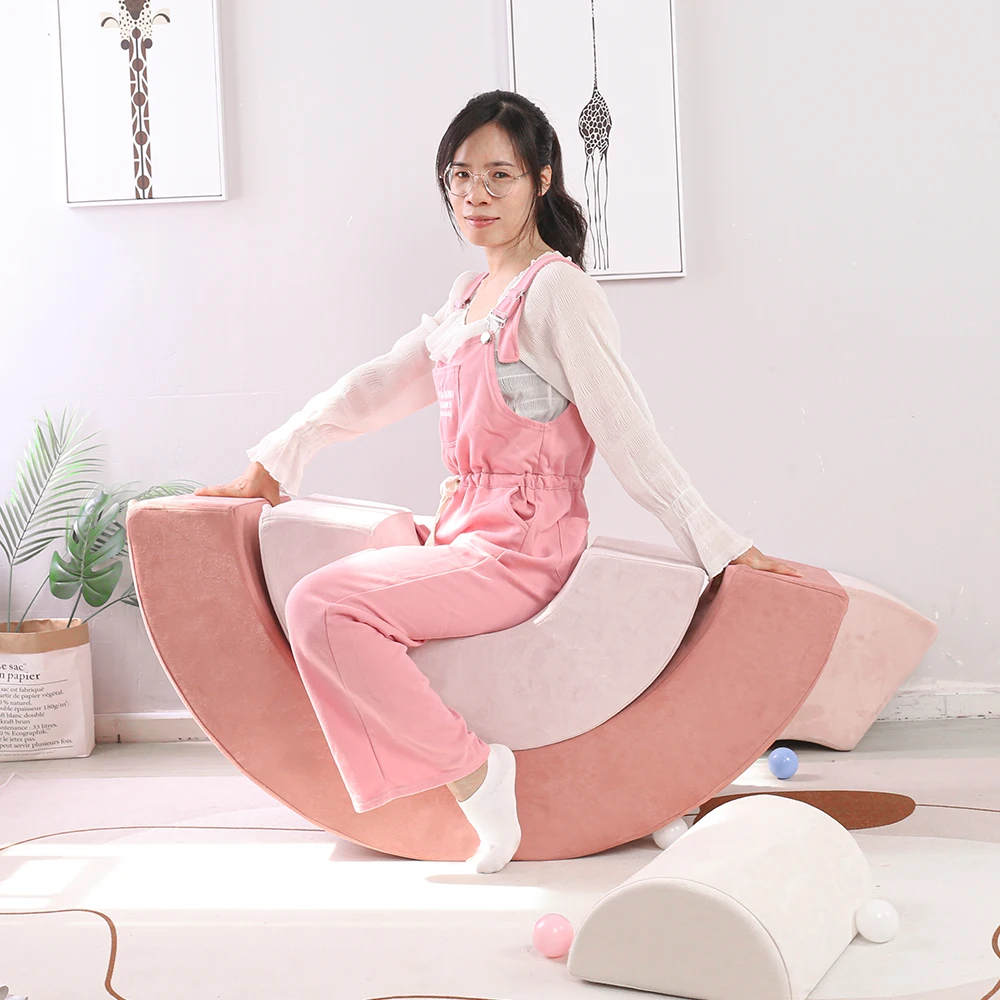 Foam Kids Play Couch Colorful Rainbow Shape Kids Play Games Nugget Couch Foldable Indoor Modular Kids Sofa