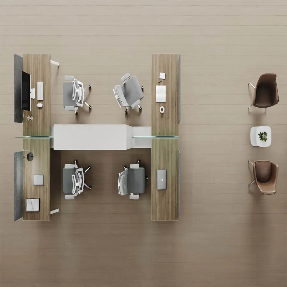 Luxury Workstation Table Desk Call Centre 4 6 Seater Cubicle Office Work Station For Office Furniture