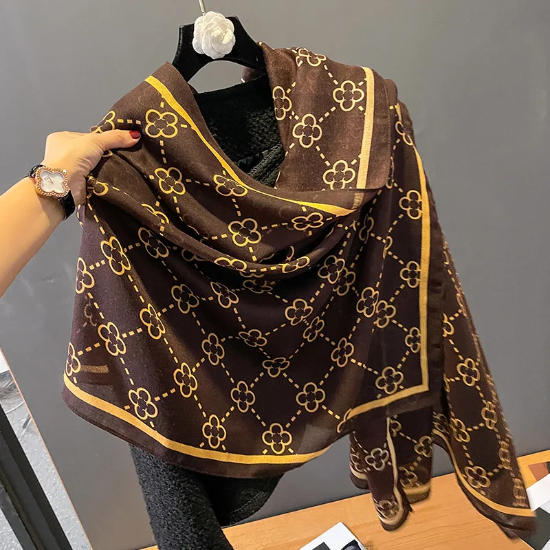 2022 latest design women elegant flower printed cotton viscose scarves shawls women lightweight soft head scarf cotton hijabs