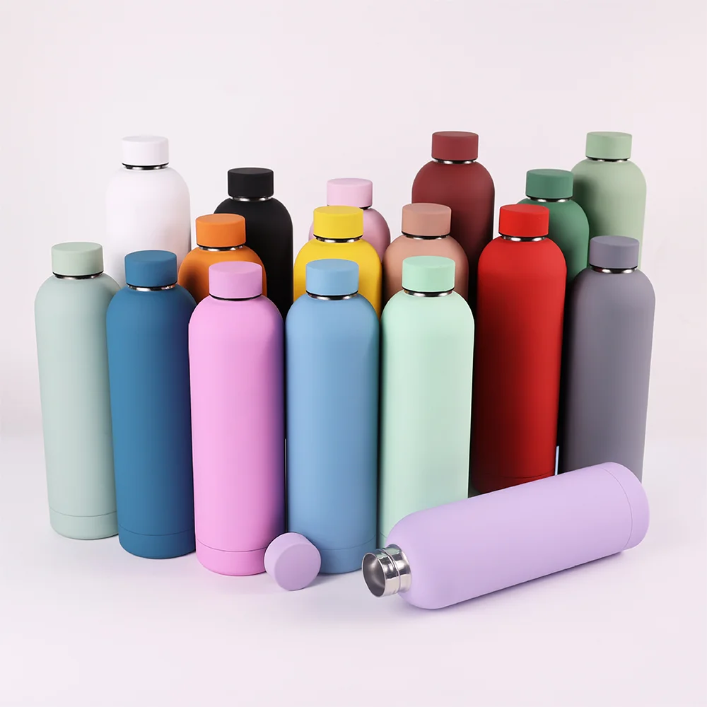 Topnovo Sports Gym Stainless Steel Vacuum Thermos Flask Custom Logo Rubber Matte Paint Insulated Gym Water Bottles for Biking