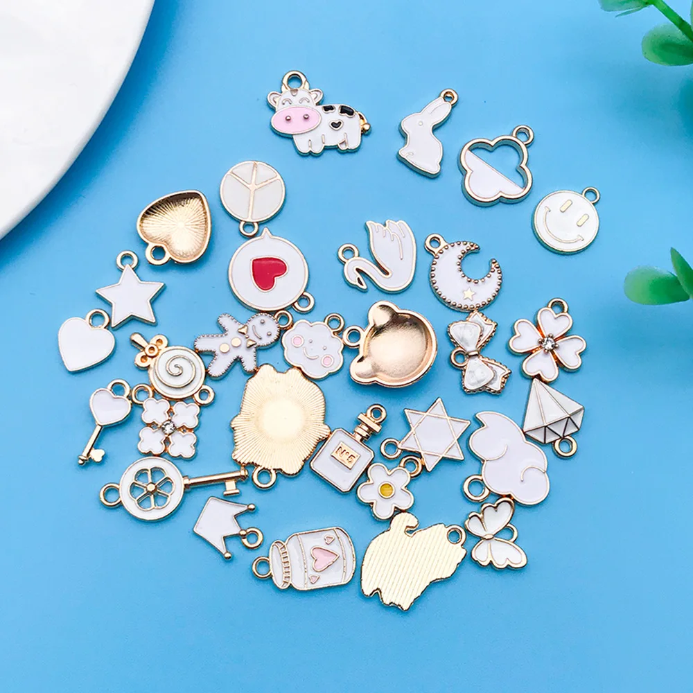 yuku mixed with 30 cartoon white dripping alloy ornaments small pendant handmade diy bracelet luggage accessories materials