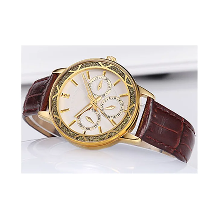 Popular stainless steel case double calendar 24 hours show Casio movement lady quartz watches
