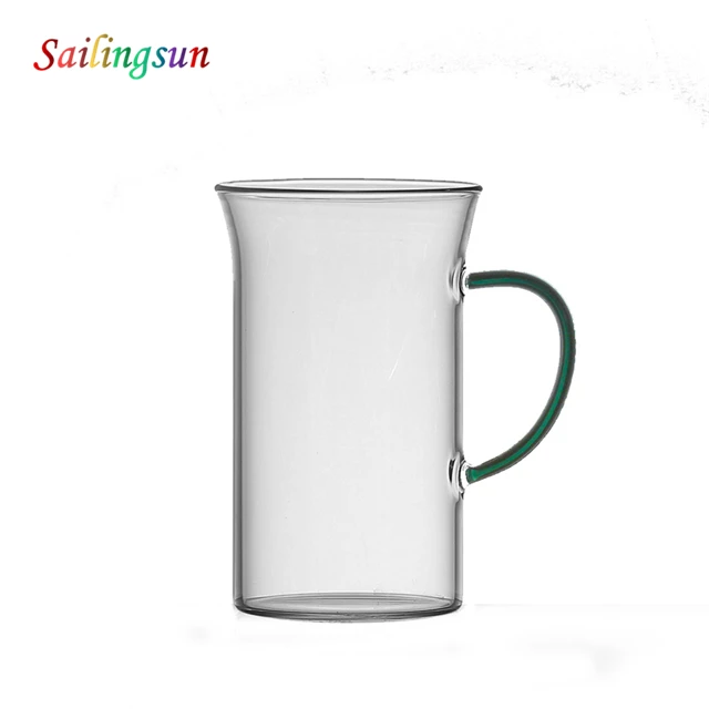 modern brief High clear wide mouth microwave safe  glass beverage coffee mug