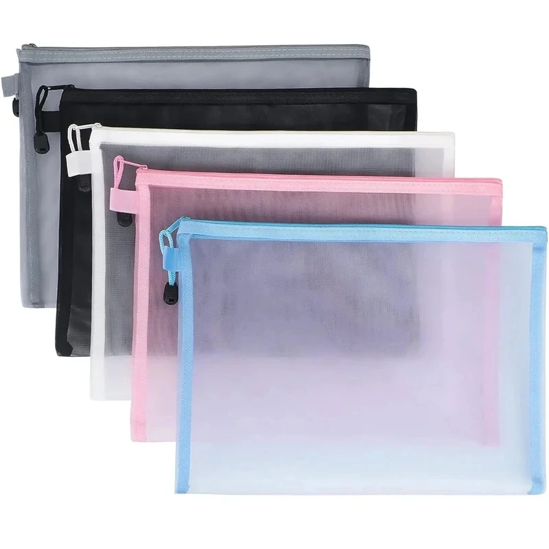 Nylon Mesh Zipper Pouch Mesh Cosmetic Bags Makeup Bags Pencil Case Travel Bags for Cosmetic School Office Supplies