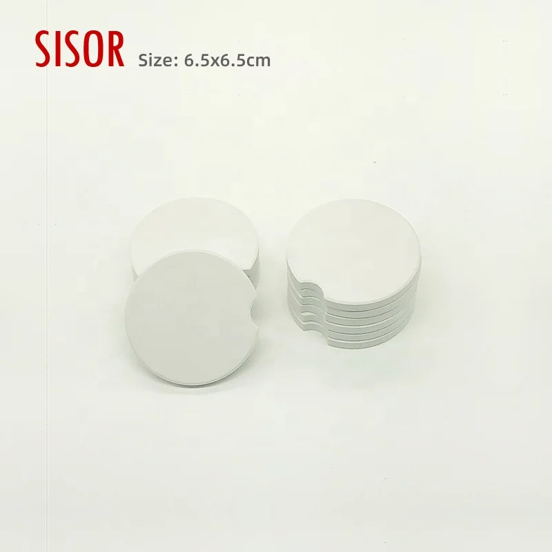 DIY Absorbent Ceramic Car Coaster With Notch Sublimation Blank Printing Custom Ceramic Coasters For Drinks
