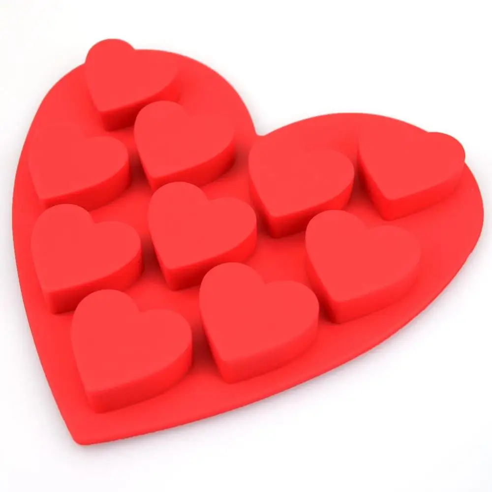 DIY Kitchen Accessories Fondant Candy Cake Chocolate Silicone Baking Mould 10 Cavity Love Shape 3d Silicone Mould