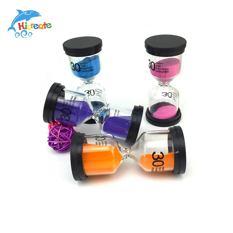 Promotional Creative Gifts Custom Logo Plastic Black Top 1 Hour Colorful Sand Timer Clock 60 Minutes Hourglass