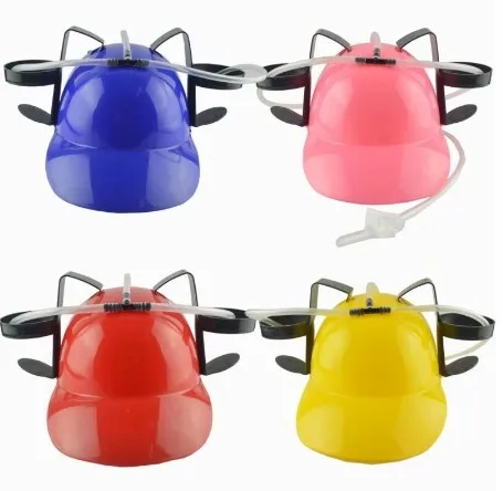 Lazy lounged Straw Cap Beer Birthday Party Cool Unique Toy Prop Holder Guzzler Helmet Drinking Beer cola Coke Soda Miner Hat