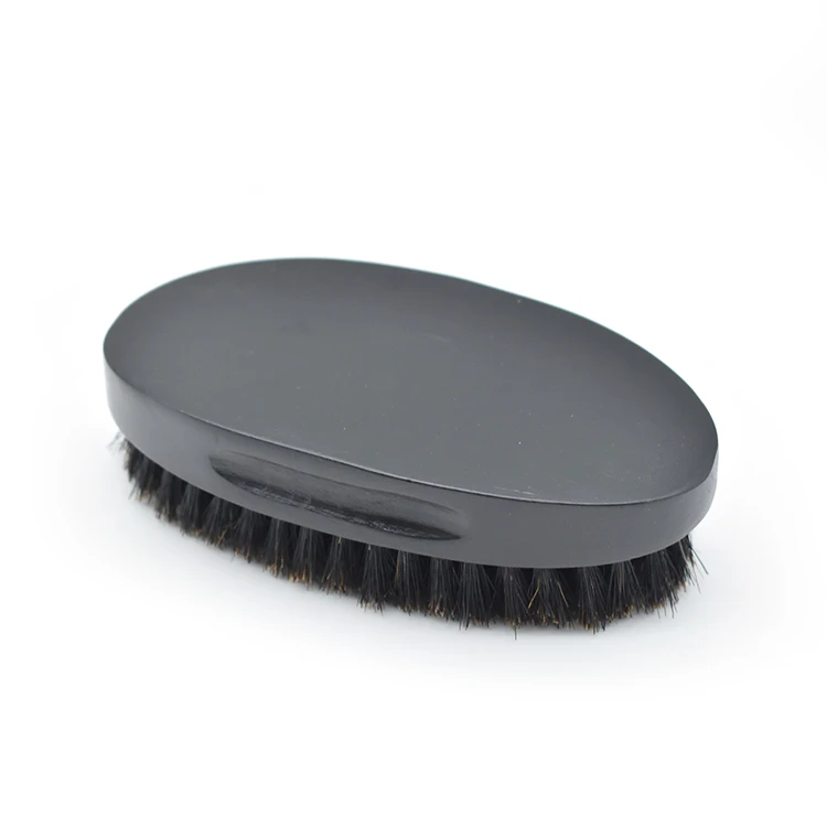Wholesale Custom LOGO High Quality 360 Wave Men Hair Brush Black Color Boar Bristle Beard Straightening Brush
