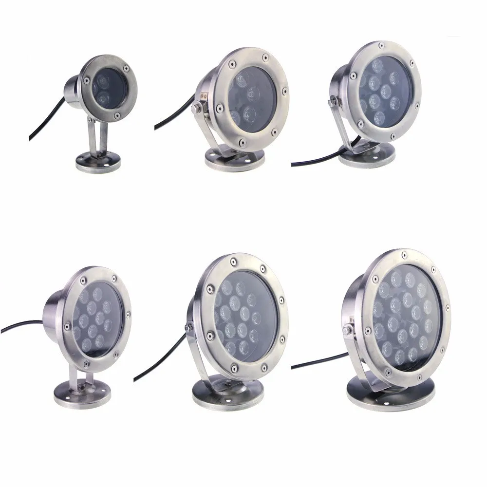  6 Вт/12 Вт/18 Вт/24 Вт/30 Вт/36 Вт Красный Зеленый Синий IP68 LED подводный аквариум бассейн RGB точечная лампа 12 В AC