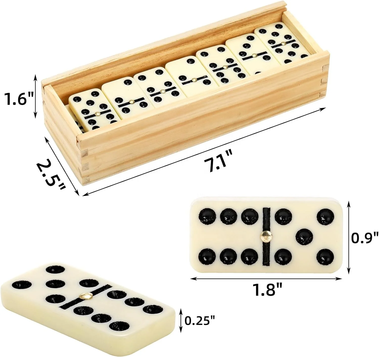 Wholesale Professionnel White Domino 28 Piece Set Board Game Toy Double Six Blank Sublimation Dominoes Set With Wooden Box