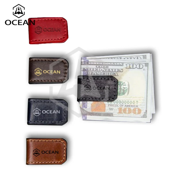 Wholesale PU Leather money clip Leather Strong Magnetic Money Clip