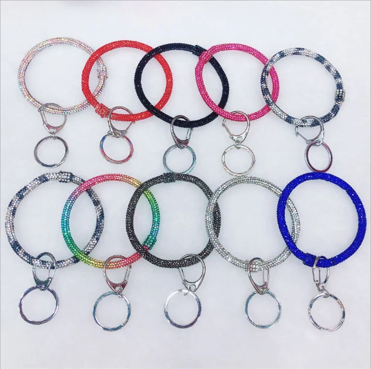  Wholesale Resin Bracelet Keychain Fashion Women Rhinestone Wrislet Colorful