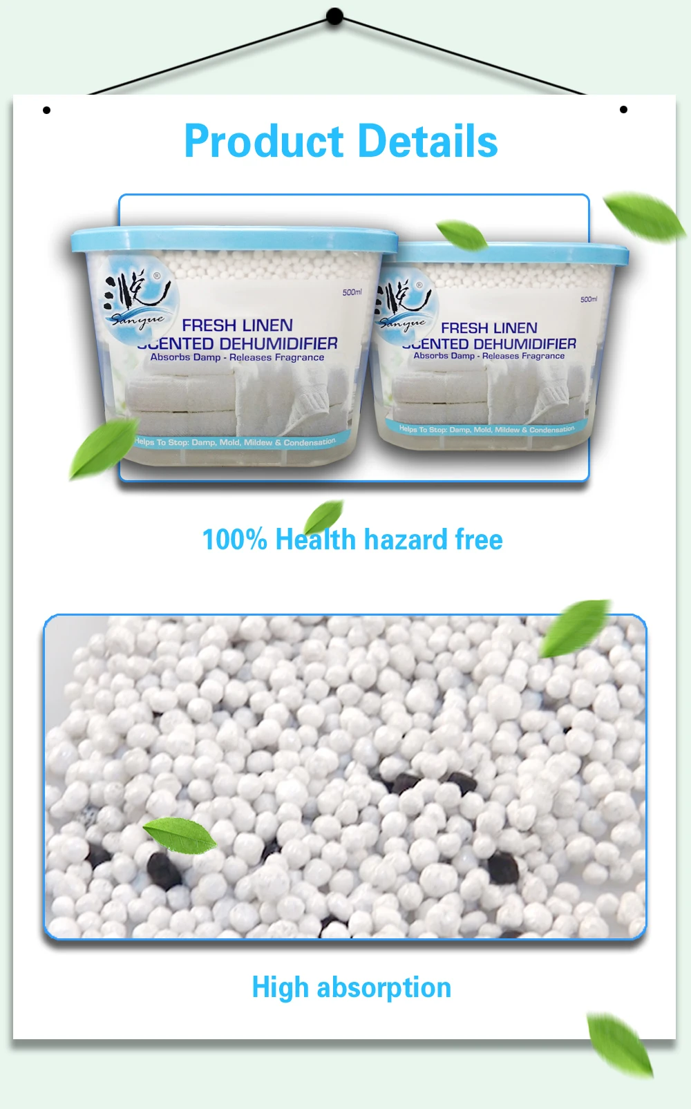 500ml Calcium chloride dehumidifier moisture absorber  wardrobe dehumidifier  box