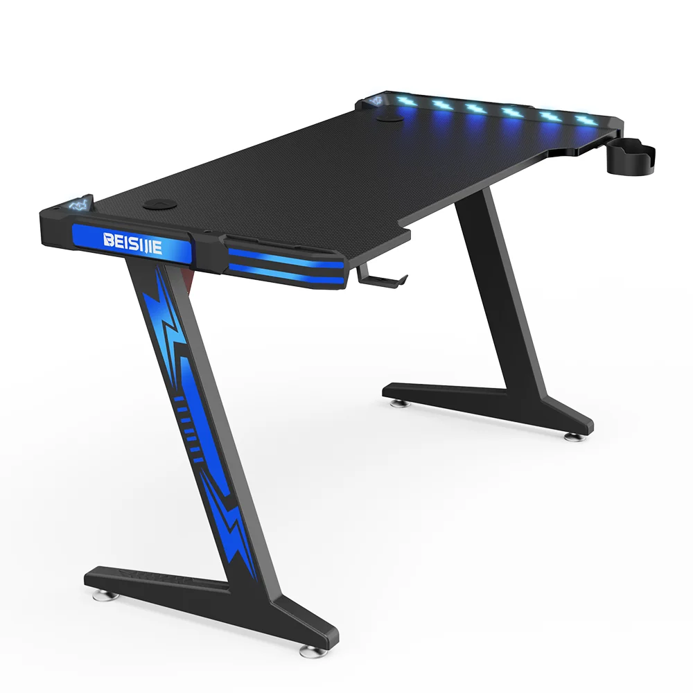 High Quality  Z Shape RGB Gaming Table  Gamer Racing Style  Gaming Desk for PC