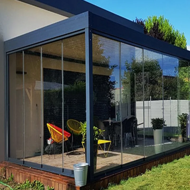 Sliding Glass Doors Low cost High quality Motorized Louvered Roof Aluminum Pergola