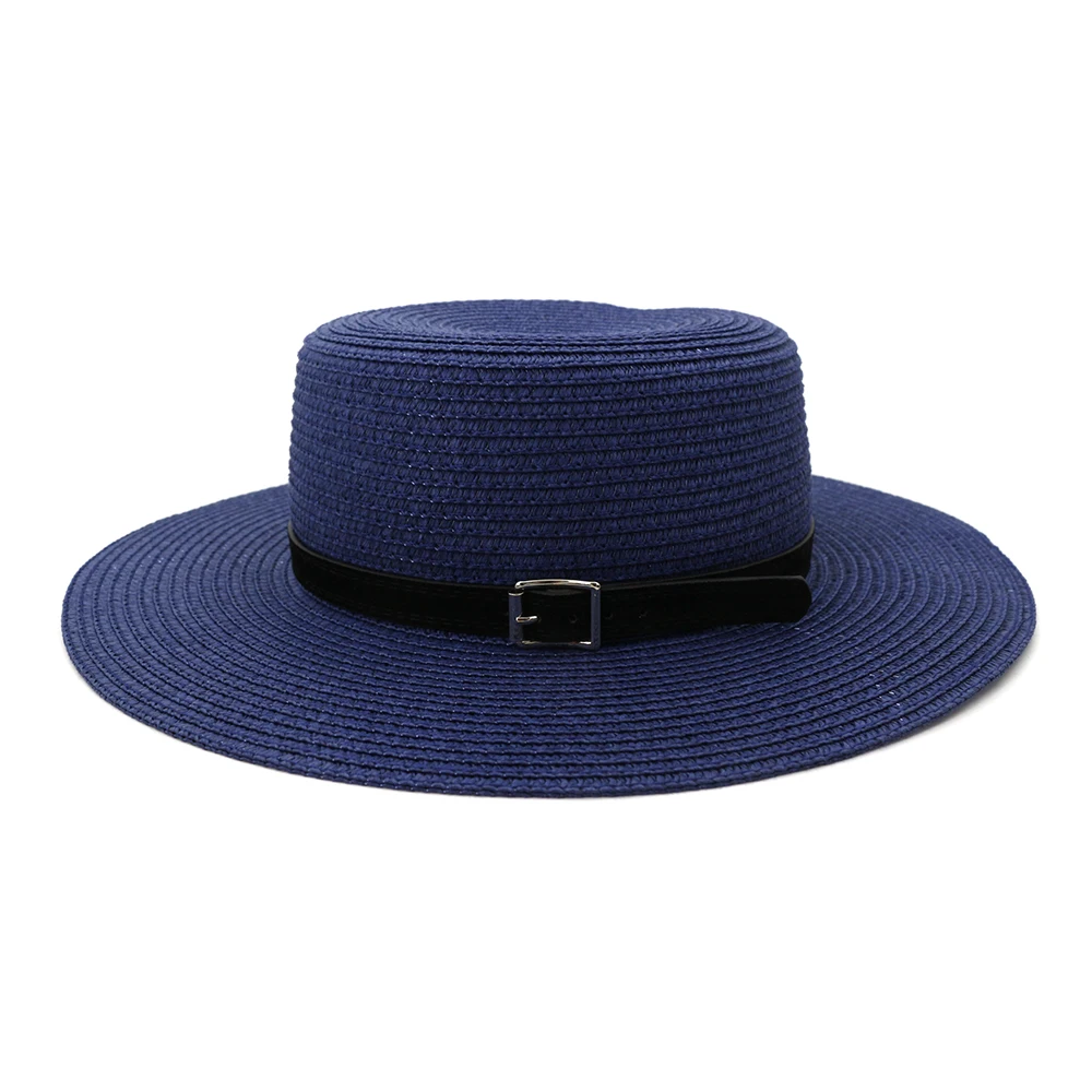 2022 New Fashion Fedora Beach Sun Hat uv Protection Custom Boater Flat Top Straw Hat