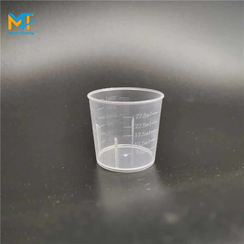 30ml 1oz clear plastic pp test measure cup,high quality pp thickened mini measuring cup Oral liquid measuring cup