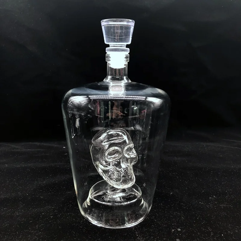 Decanter glass ware 750ml 1000ml Skull wine glass bottle creative with cork wine glass bottle Vodka bottle