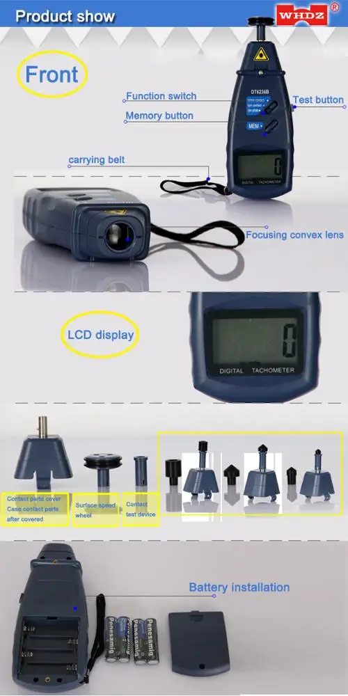 
Factory direct sale Digital photo contact tachometer DT6236B surface speed meter 