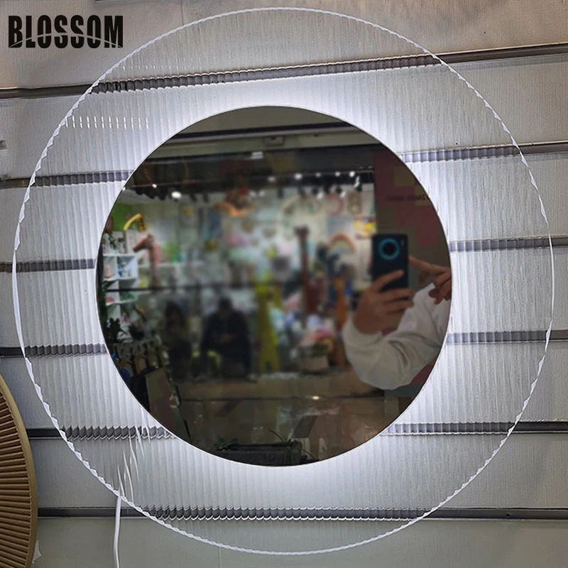 Wall Decorative Luxurious Round Acrylic Smart Led Lighted Backlit Design Mirror With Backlight