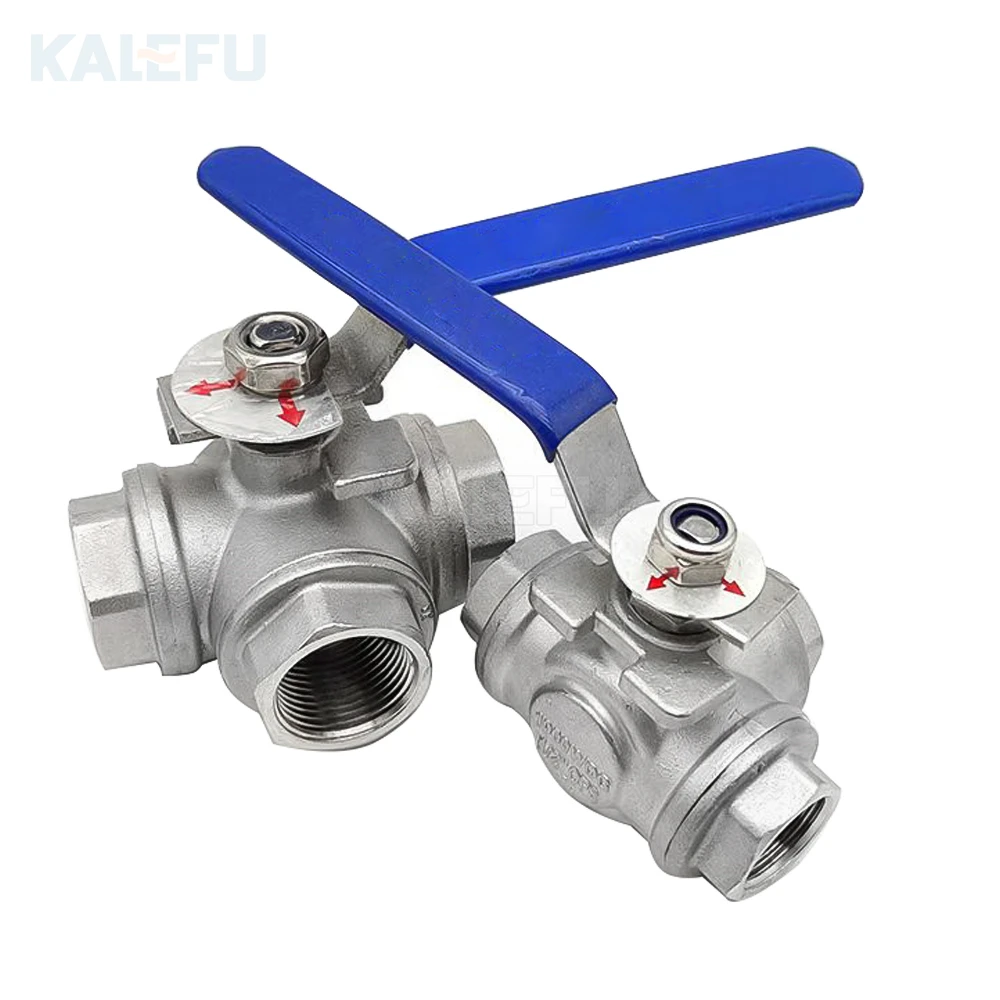 Stainless Steel Manual Three-Way Ball Valve Female Threaded T/L Port 3 Way High Pressure Ball Valves