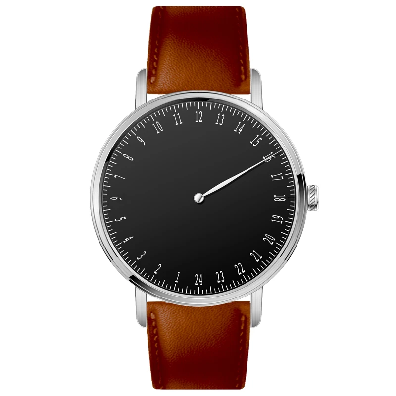 Wholesale Brand Your Name Minimalist 24 Hour Dial One Hand Sapphire Glass 5 ATM Quartz Watch