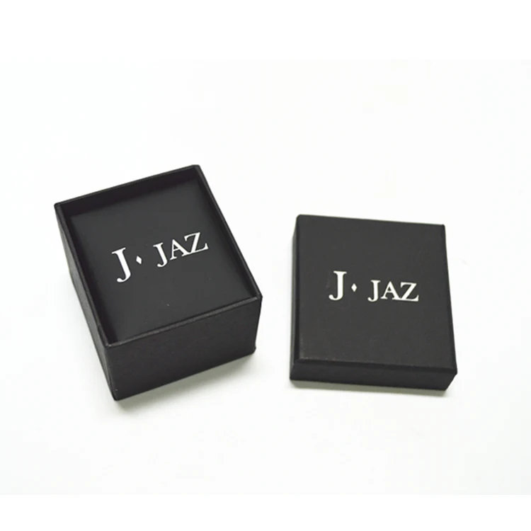 
Small matte black touch paper foam insert custom logo plastic jewellery box ring storage with outer packaging 