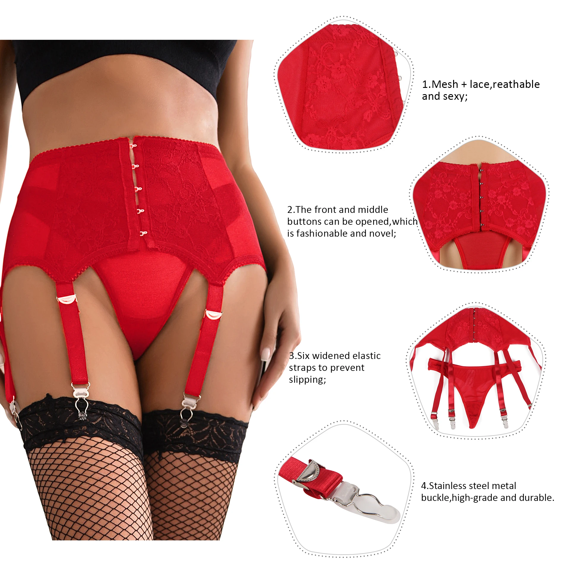 Good Price Hot Sale Women Lingerie Sets Lace Garter Five Hook Sexy Girls In Garter Belt Hold Stocking Garter Belt Clip 3 Colors