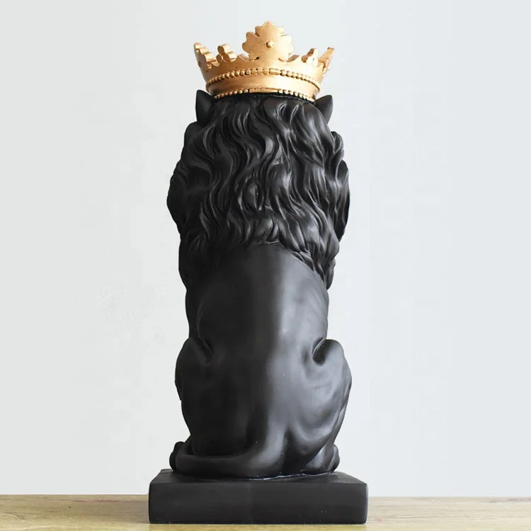 Royal Crown Resin Stone Lion Statue Figurine Animal King Furnishings Crafts