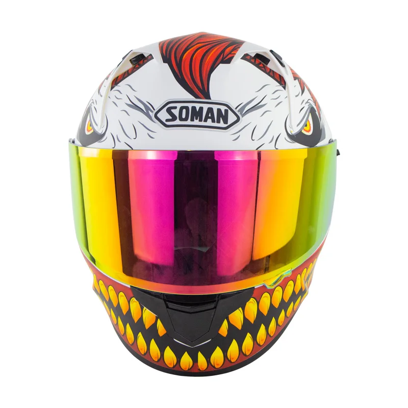 Double Lens Motorcycle Helmet casco moto with Big Spoiler DOT Monster cool fashion street safety helmet