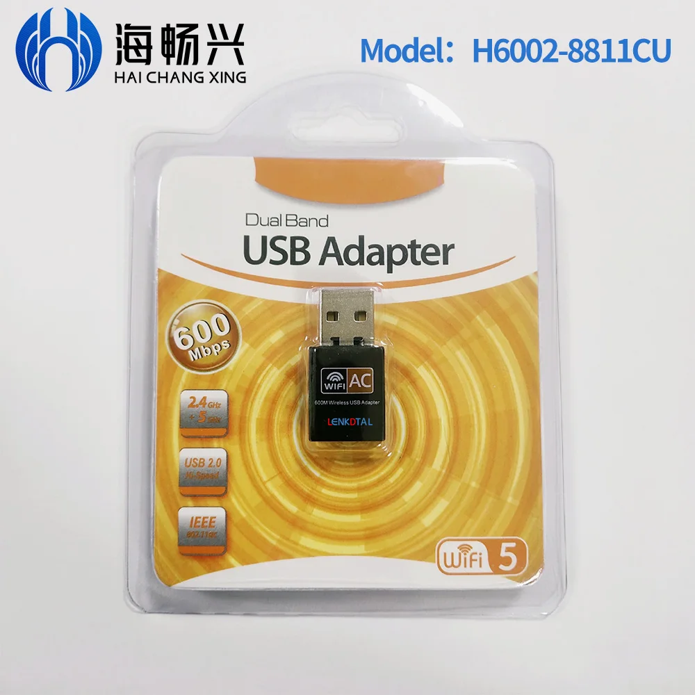 Двухдиапазонный USB Wi-Fi адаптер Realtek 11AC 600 Мбит/с USB-адаптер для настольных ПК/ноутбуков Windows 8 1/8/7/XP LINUX без