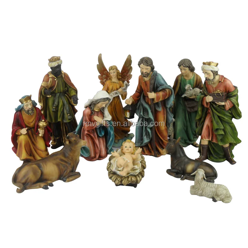 Classical 11pcs Holy Figures Christian Religious Gifts Hand Made Resin Christmas Nativity Scene
