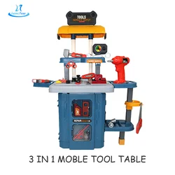 46pcs 3 In 1 Trolley Case Mobile Tool Table Play Set House Tools Service Jugetes Kid Chainsaw Toy For 9 Years Old Boy Toy