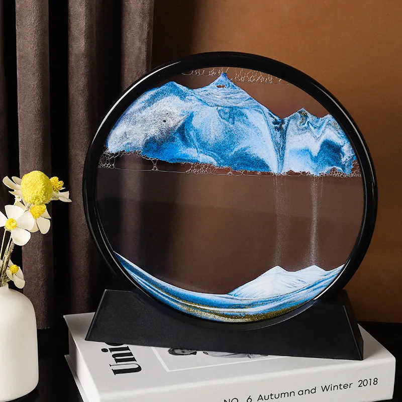 3D-картина с изображением зыбучих песков, круглая стеклянная движущаяся картина с движущимся песком, для домашнего декора, песочные часы
