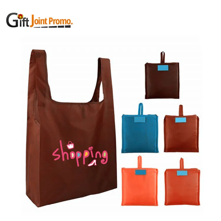Wholesale polyester foldable shopping bag reusable shopping bags foldable tote bag in polyester