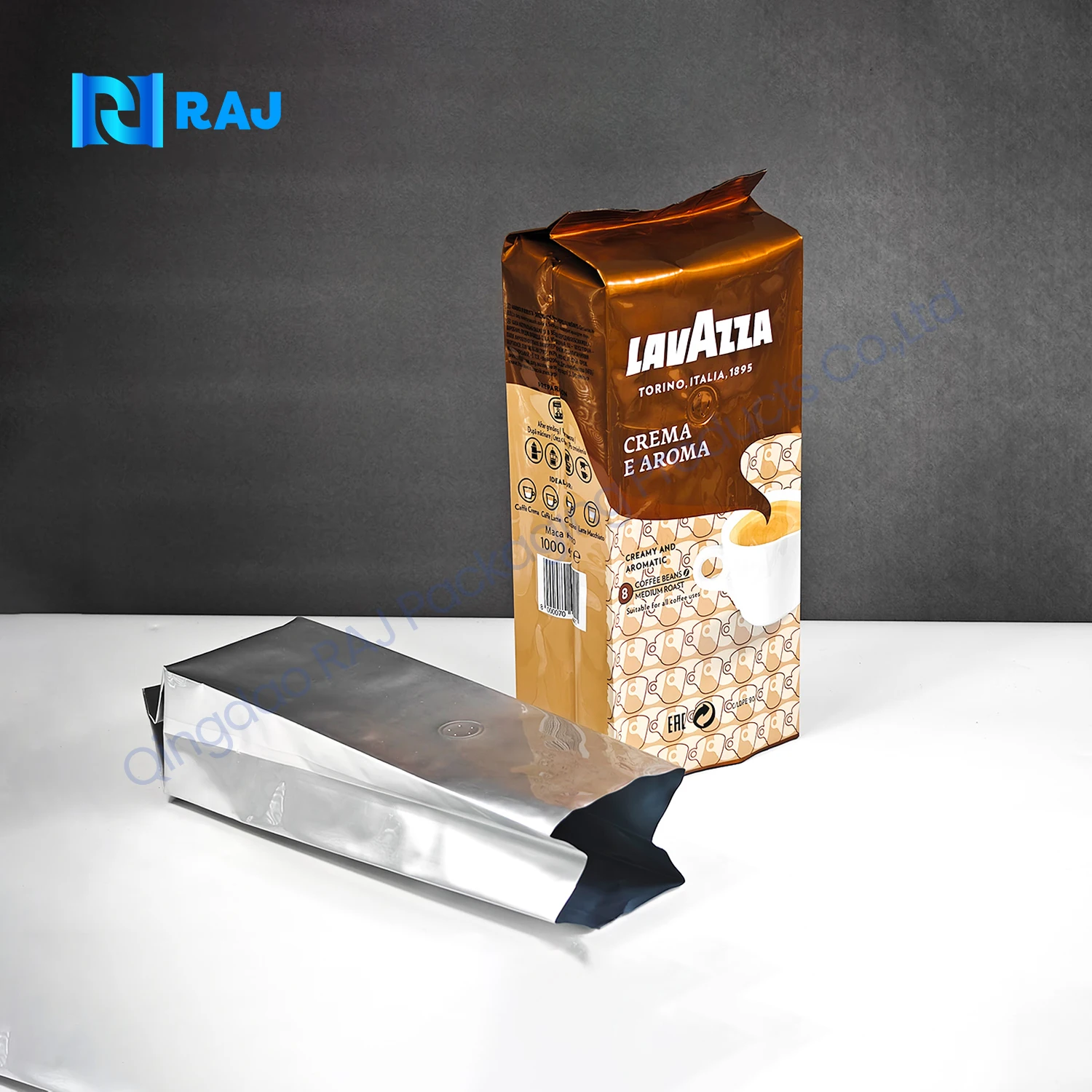 T-Ziplock Aluminum Foil Flat Bottom Stand up Pouch With Gusset Coffee Bean Packaging Resealable Bags With Valve 4OZ 8OZ 16OZ 1kg
