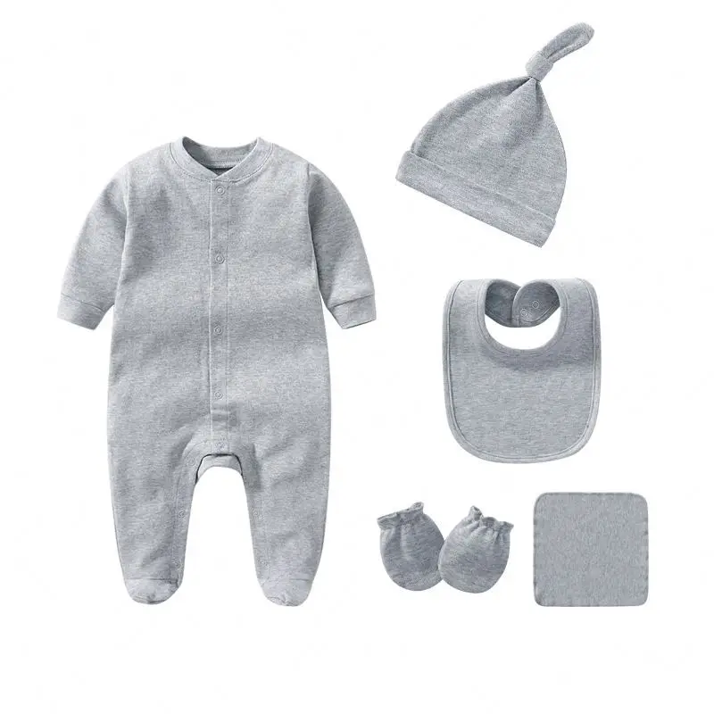 100% Cotton Baby Essentials Babi Clothes Blank Bebes Rompers Gift Set Wholesale New Born Baby Clothes Sets 0-12 Months For Boy