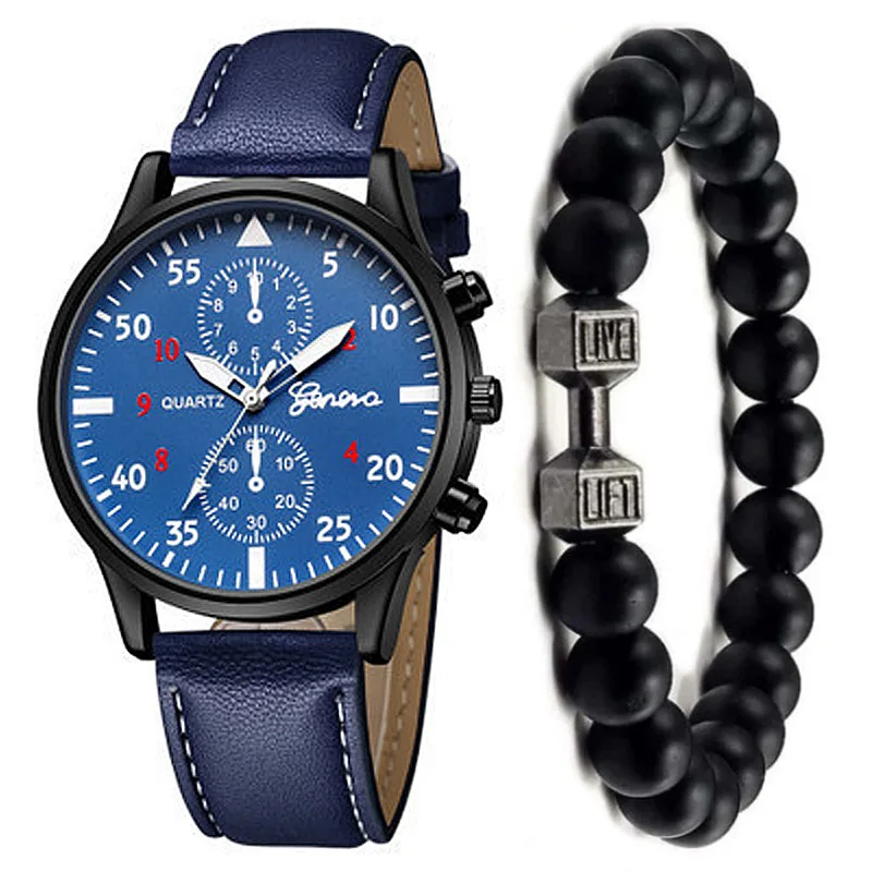 XR4879 Quartz Watch And Bracelet Set PU Leather Band Conjunto de relogio de quartzo e pulseira de couro PU para estudantes