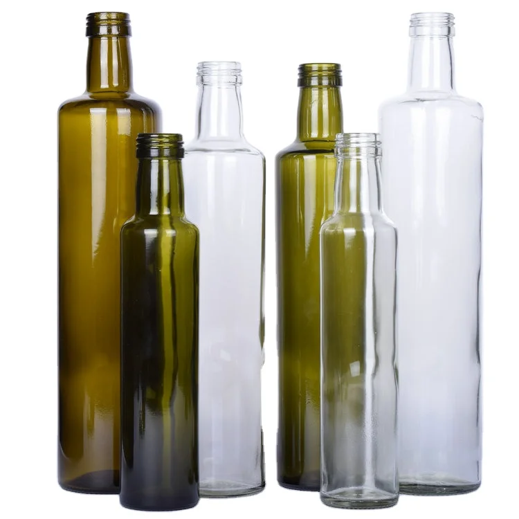 Cheap Price 100ML 250 ML 500ML 750ML 1L Empty Square Round Clear Dark Green Marasca Cooking Olive Oil Glass Bottles