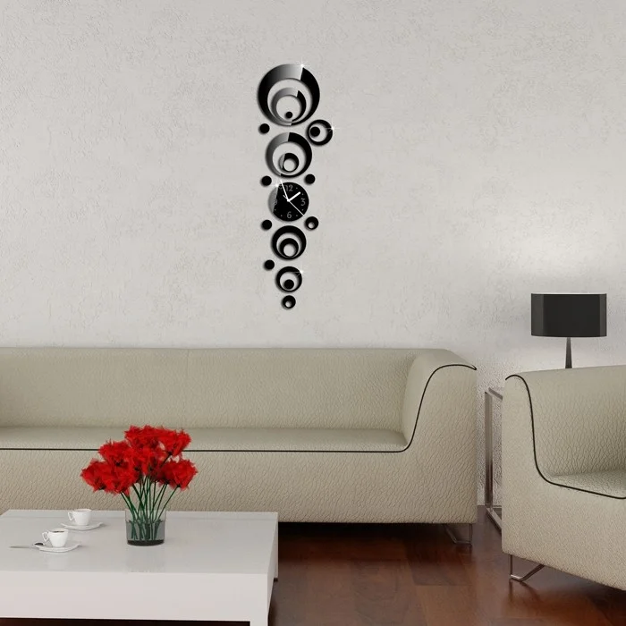 Винтажные модные зеркальные настенные часы 3D «сделай сам», декор для гостиной, настенные часы