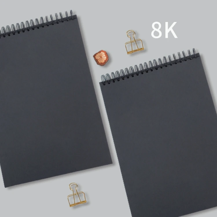 Custom Spiral Hardcover 180gsm Drawing A4 Black Art Sketch Book