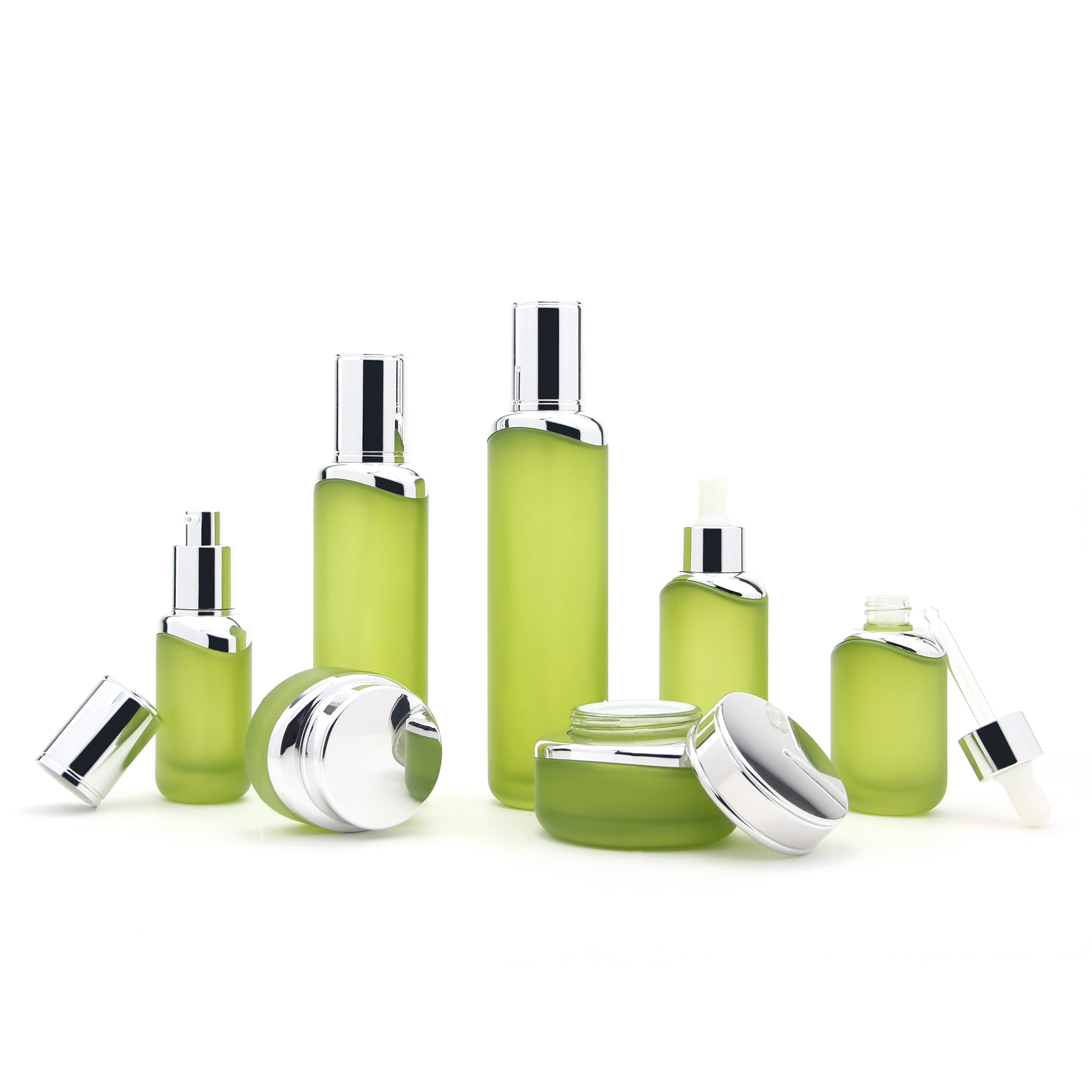 Luxury Skincare Packaging Empty Cream Cosmetic Glass Jar Lotion Pump Glass Serum Oil Dropper Bottle